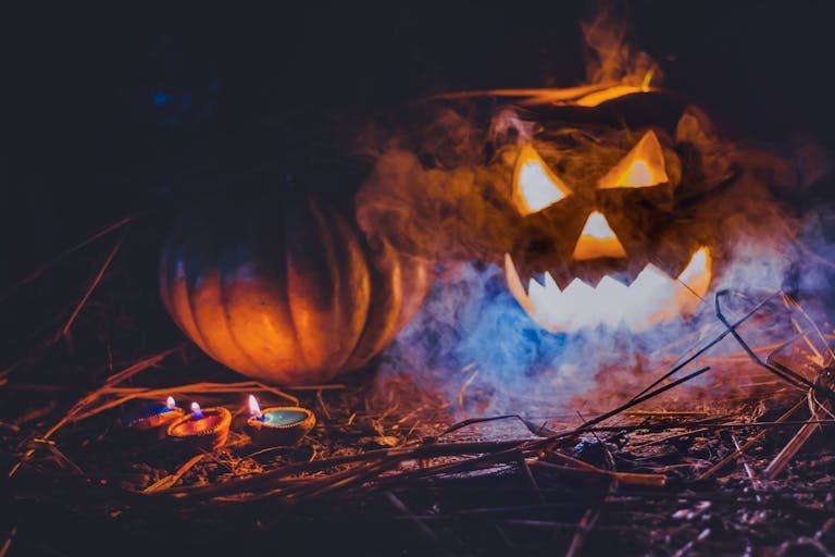 Jack O Lantern Decor on Grass